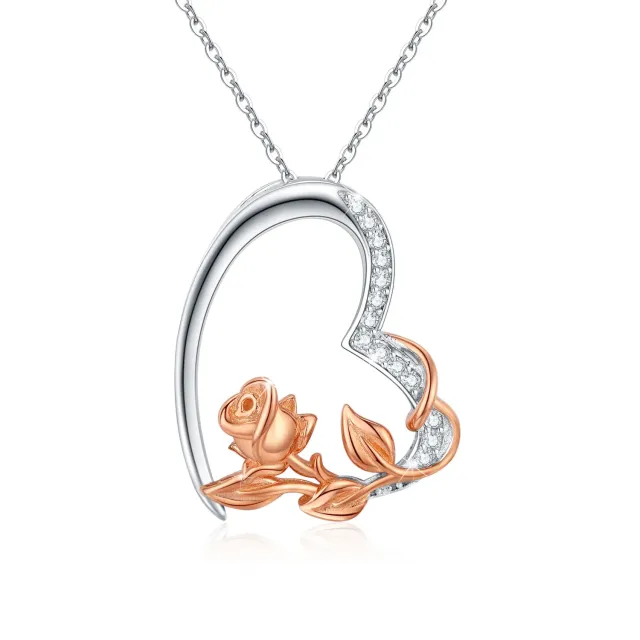 925 prata esterlina rosa coração forma flor colar presentes para mulheres mãe-0