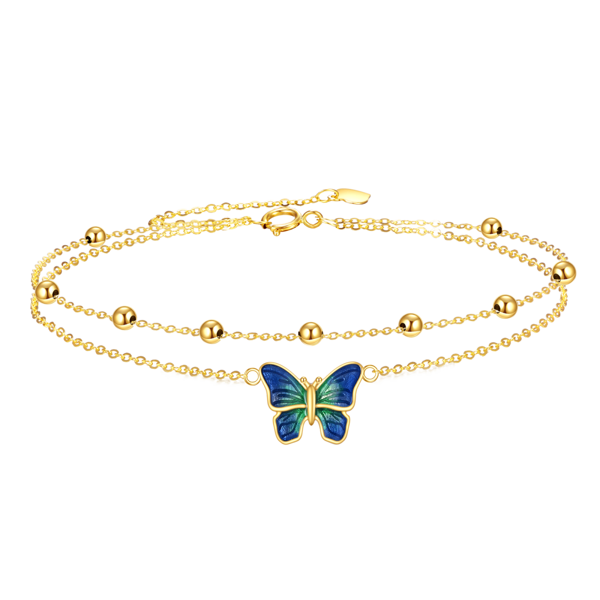 14K Gold Butterfly Layerered Bracelet-1