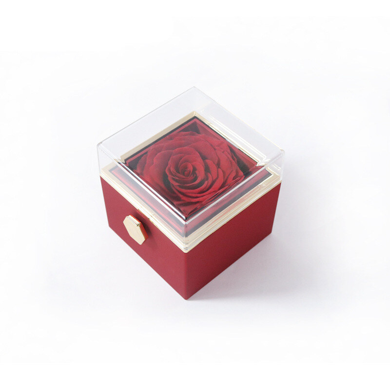 Rotatable Rose Jewelry Box for Necklaces and Rings 5 Colors-1