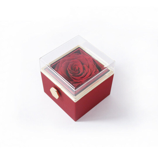 Rotatable Rose Jewelry Box for Necklaces and Rings 5 Colors