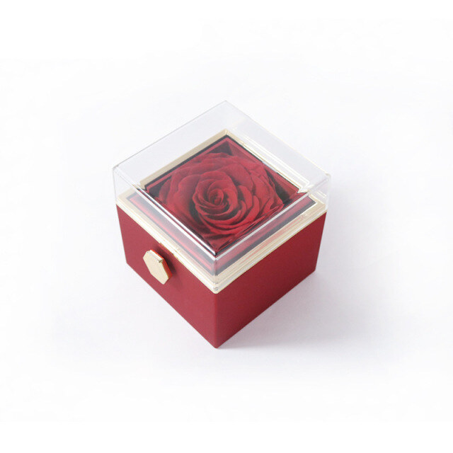 Rotatable Rose Jewelry Box for Necklaces and Rings 5 Colors-0
