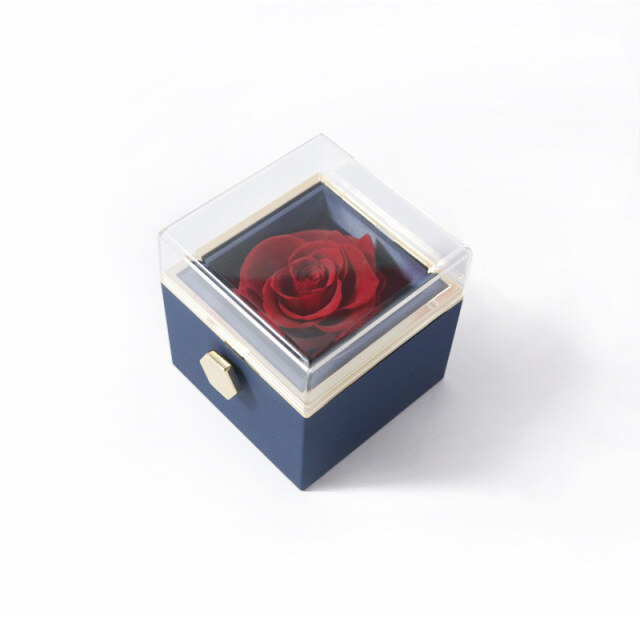 Rotatable Rose Jewelry Box for Necklaces and Rings 5 Colors-7