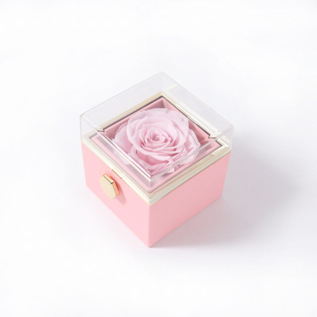 Caixa de joias giratória rosa para colares e anéis 5 cores-6