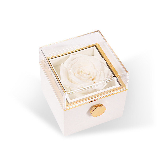 Rotatable Rose Jewelry Box for Necklaces and Rings 5 Colors-8