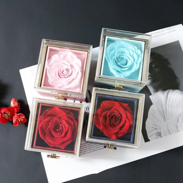 Boîte à bijoux rotative en forme de rose pour colliers et bagues, 5 couleurs-1