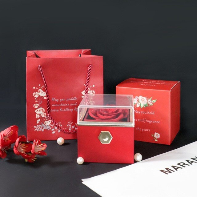 Boîte à bijoux rotative en forme de rose pour colliers et bagues, 5 couleurs-4