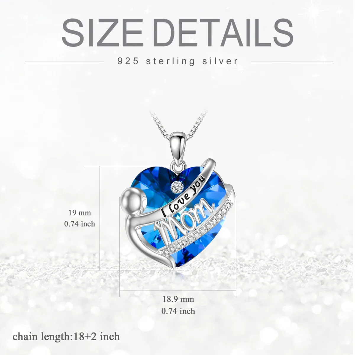 Sterling Silver Heart Crystal Pendant Necklace with Engraved Word-5