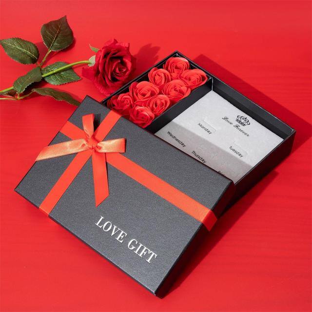 7 day earrings box Ring Box Jewelry box Bow rose gift box-1