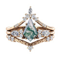 wholesale S925 Sterling Silver Wedding Ring with Diamond and Green Stone-0-0