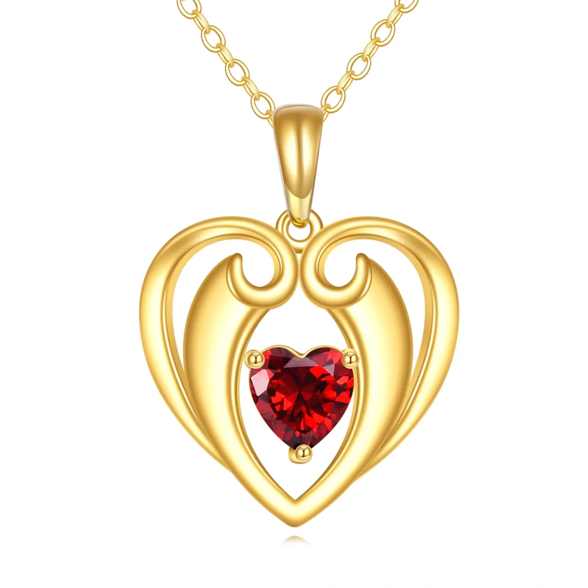 14K Gold Heart Shaped Cubic Zirconia Heart Pendant Necklace-1