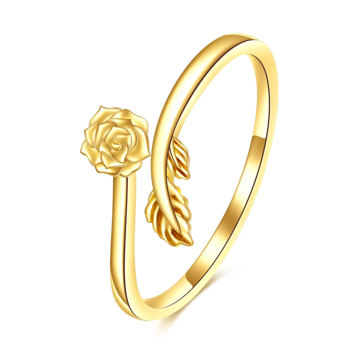 Offener Ring aus 14 Karat Gold mit Rose-1