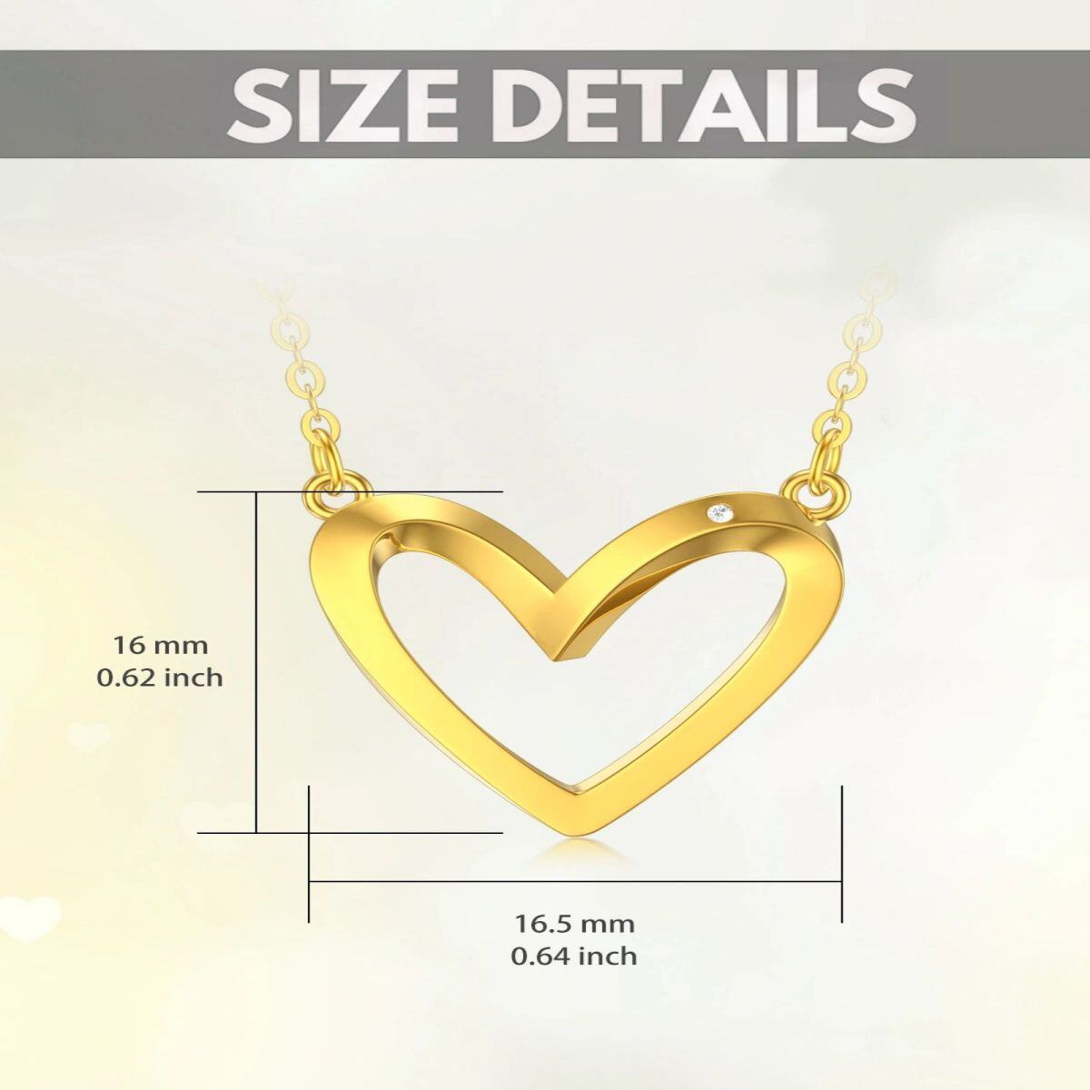 18K Gold kreisförmiger Diamant-Herz-Anhänger Halskette-5