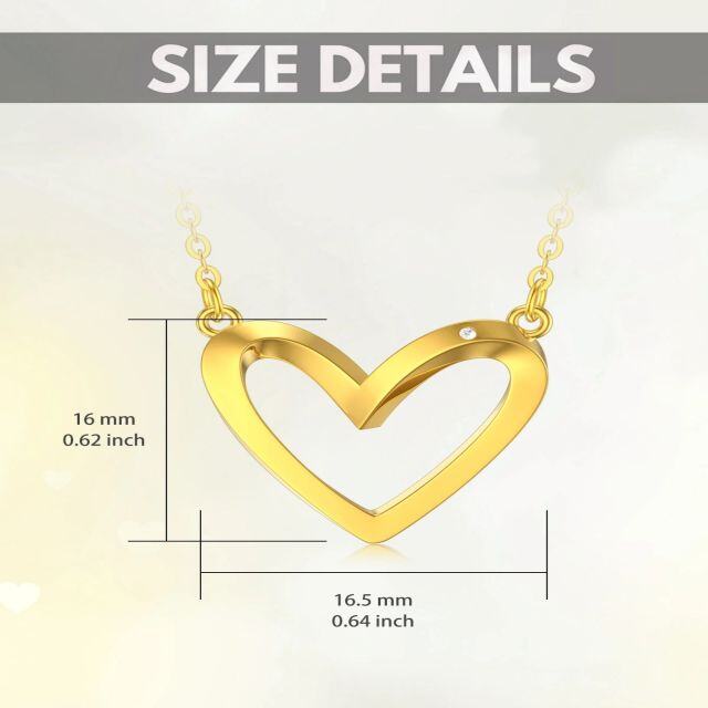 18K Gold Circular Shaped Diamond Heart Pendant Necklace-4