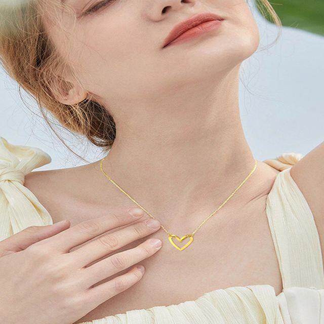 18K Gold Circular Shaped Diamond Heart Pendant Necklace-1