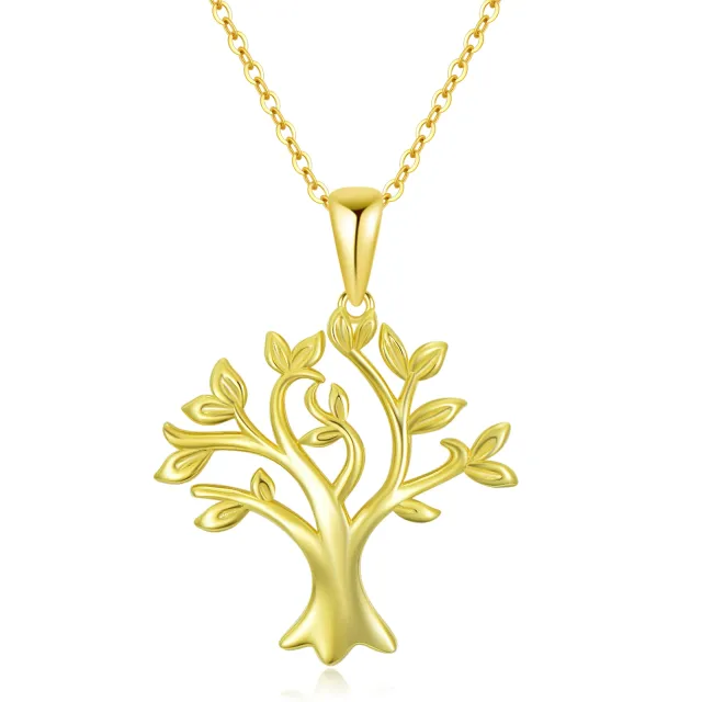 14K Gold Baum des Lebens Anhänger Halskette-0