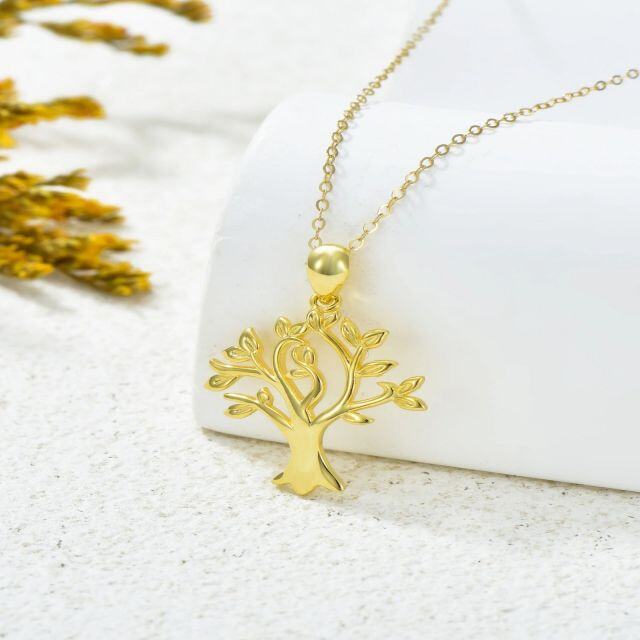 14K Gold Baum des Lebens Anhänger Halskette-2