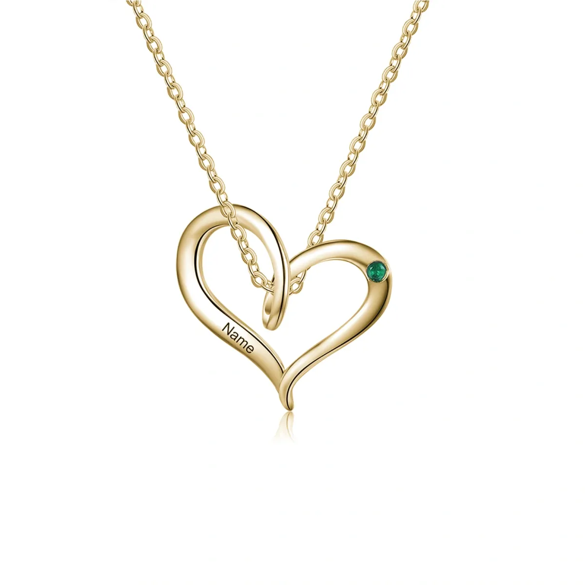 14K Gold Cubic Zirconia Heart Pendant Necklace-1