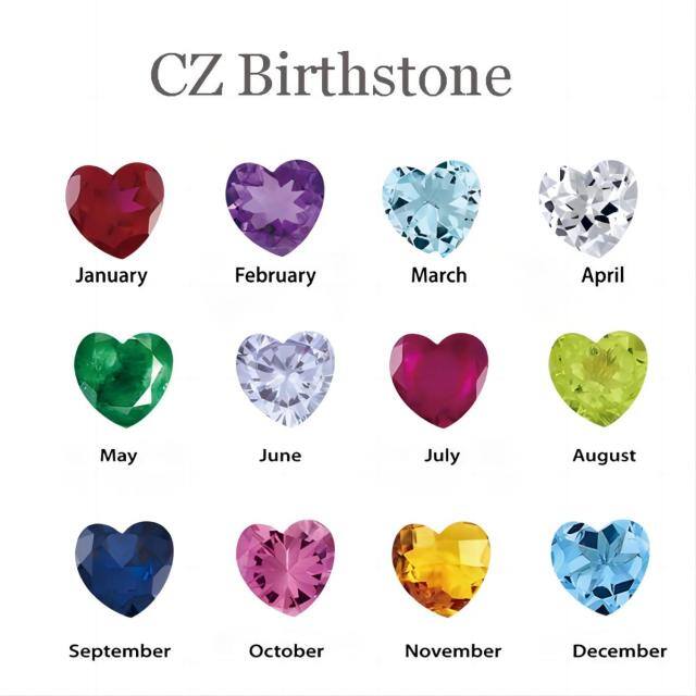Sterling Silver Cubic Zirconia Heart Personalized Classic Name Birthstone Pendant Necklace-2