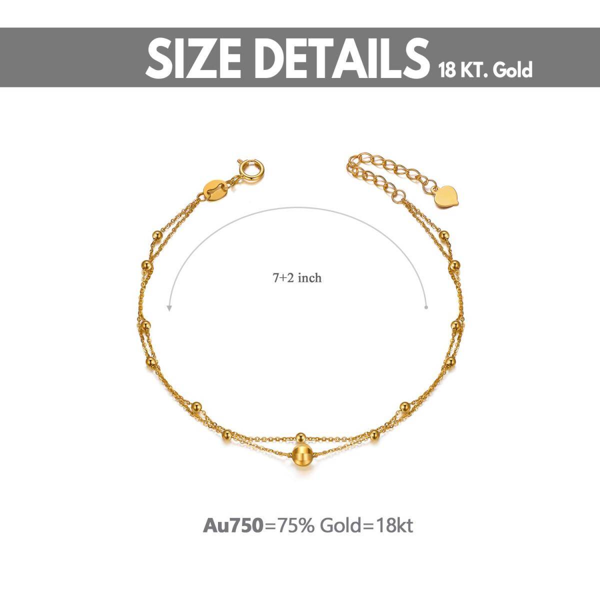 Bracelet en or 18K à couches rondes/sphériques-5