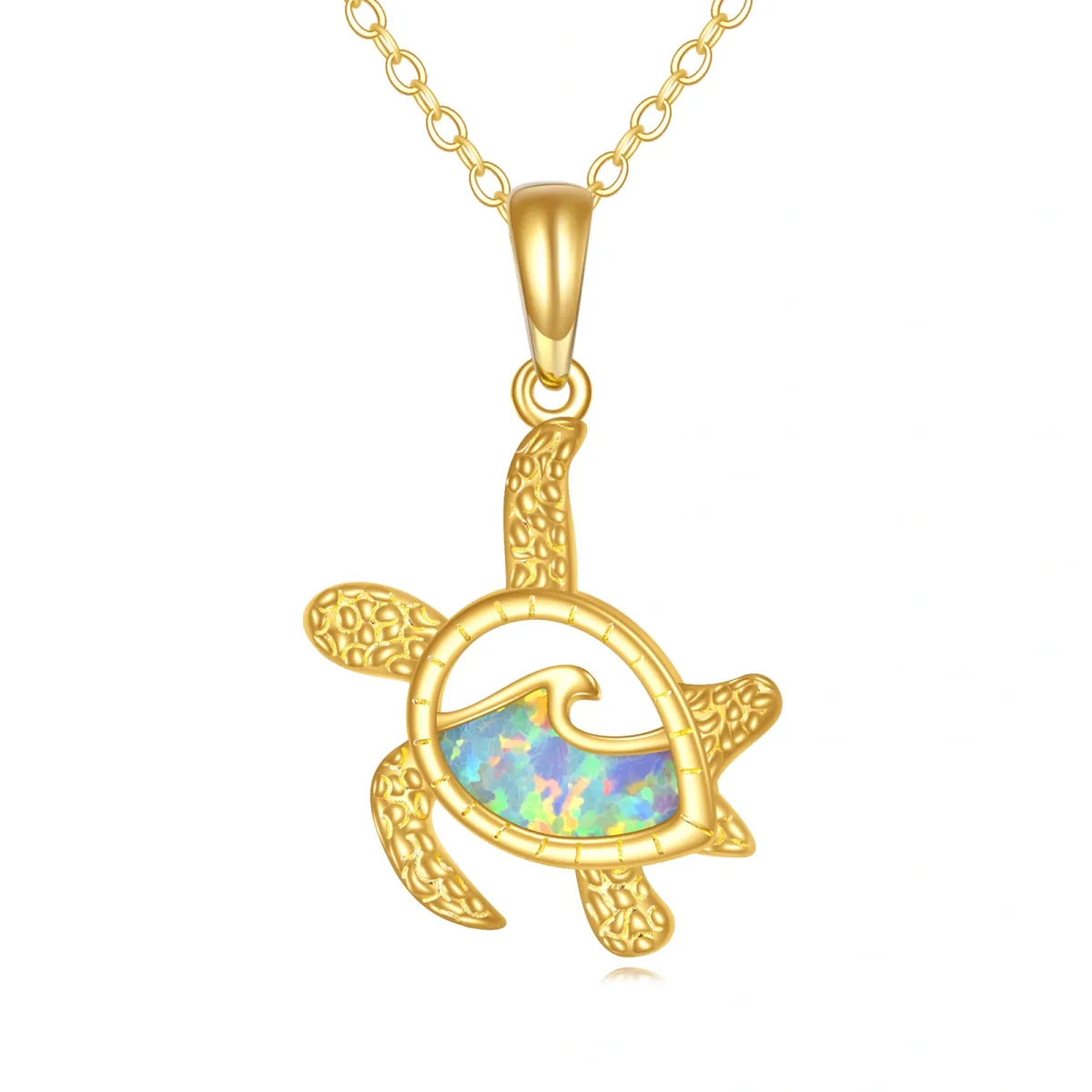 14K Gold Pear Shaped Turtle Pendant Necklace-1