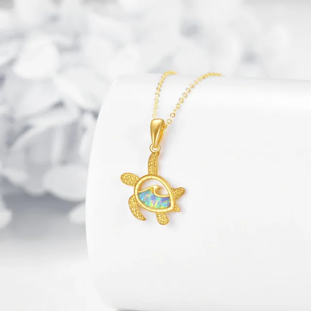 14K Gold Pear Shaped Turtle Pendant Necklace-2