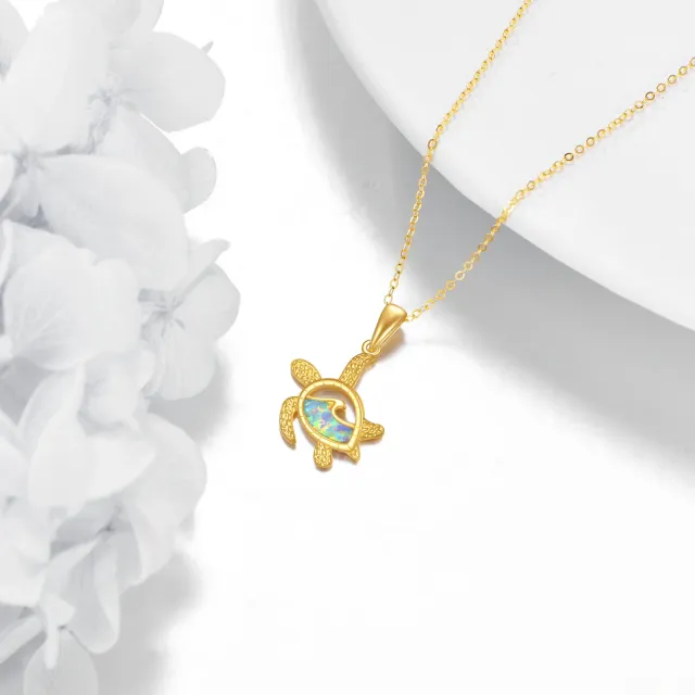 14K Gold Pear Shaped Turtle Pendant Necklace-3