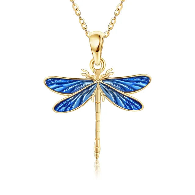14K Gold Dragonfly Pendant Necklace-0