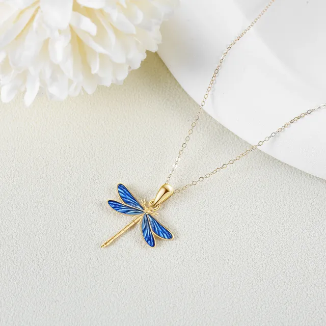 14K Gold Dragonfly Pendant Necklace-3