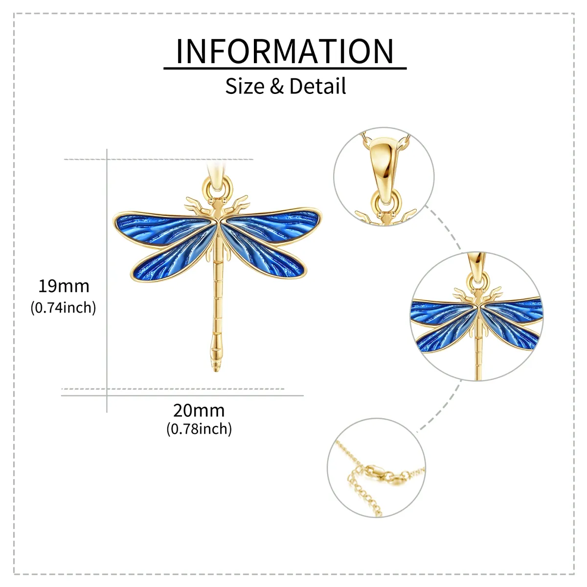 14K Gold Dragonfly Pendant Necklace-5