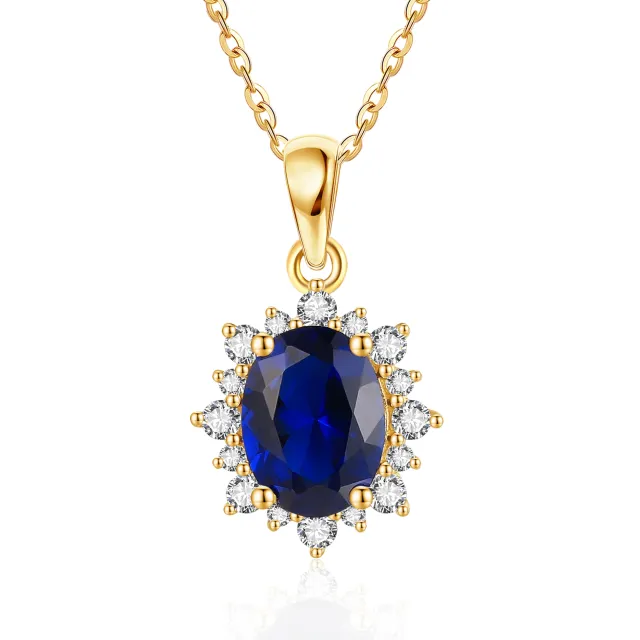 14K Gold Oval Shaped Topaz Oval Shaped Pendant Necklace-0