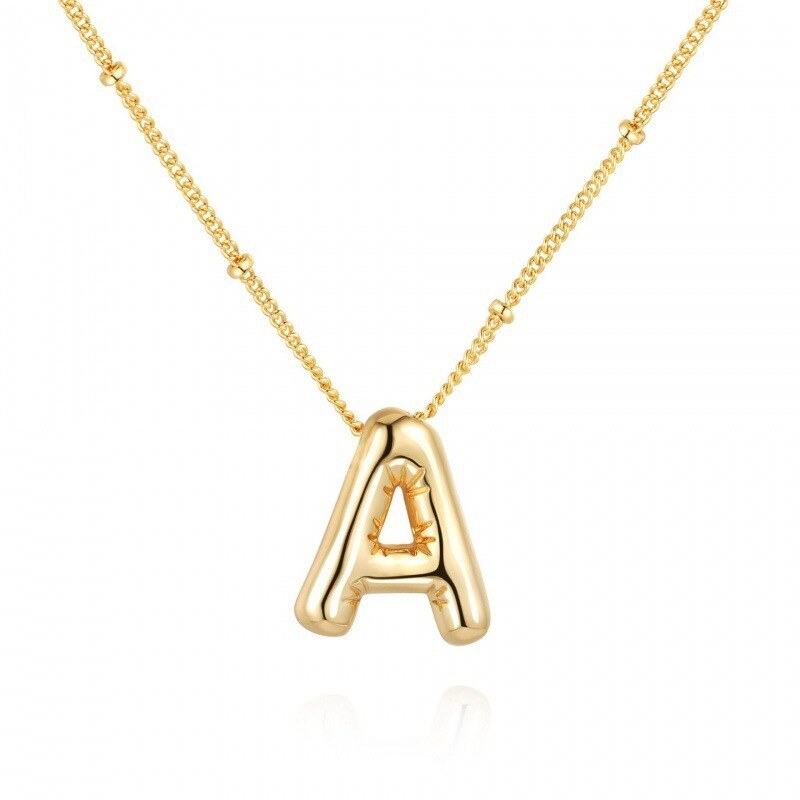 Sterling Silver with Yellow Gold Plated Letters Pendant Necklace-1