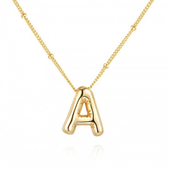 Sterling Silver with Yellow Gold Plated Letters Pendant Necklace