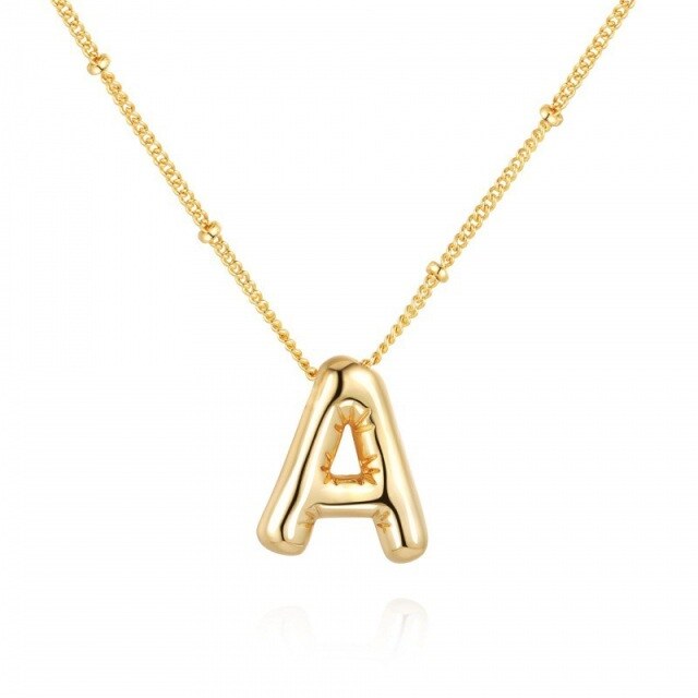 Sterling Silver with Yellow Gold Plated Letters Pendant Necklace-0