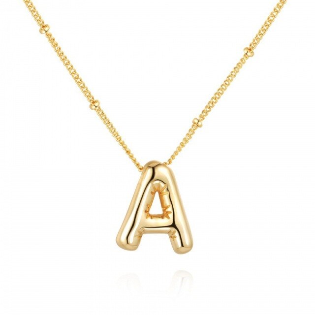 Collier à pendentifs en argent sterling et lettres plaquées or jaune-0