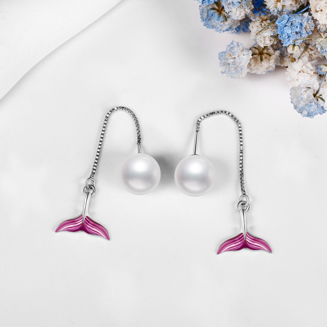 Boucles d'oreilles sirène avec perles en argent sterling 925 Cadeaux pour femmes-2