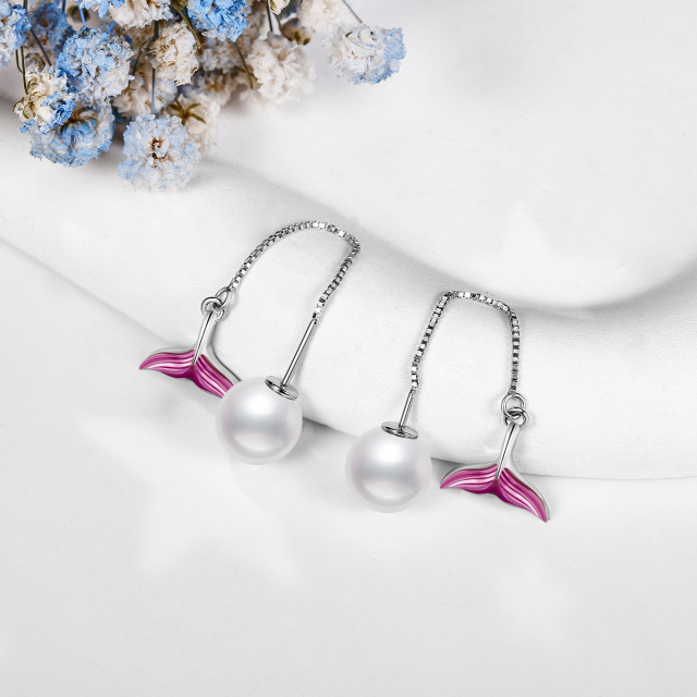 Boucles d'oreilles sirène avec perles en argent sterling 925 Cadeaux pour femmes-3