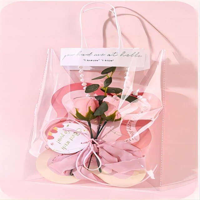 Cartões DIY para o Dia das Mães Feitos com Rosas Cor de Rosa Cartão de Desejos de Flores Eternas-1