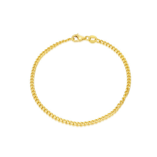 Pulseira de corrente de elos de meio-fio de ouro amarelo 14K de 2,2 mm