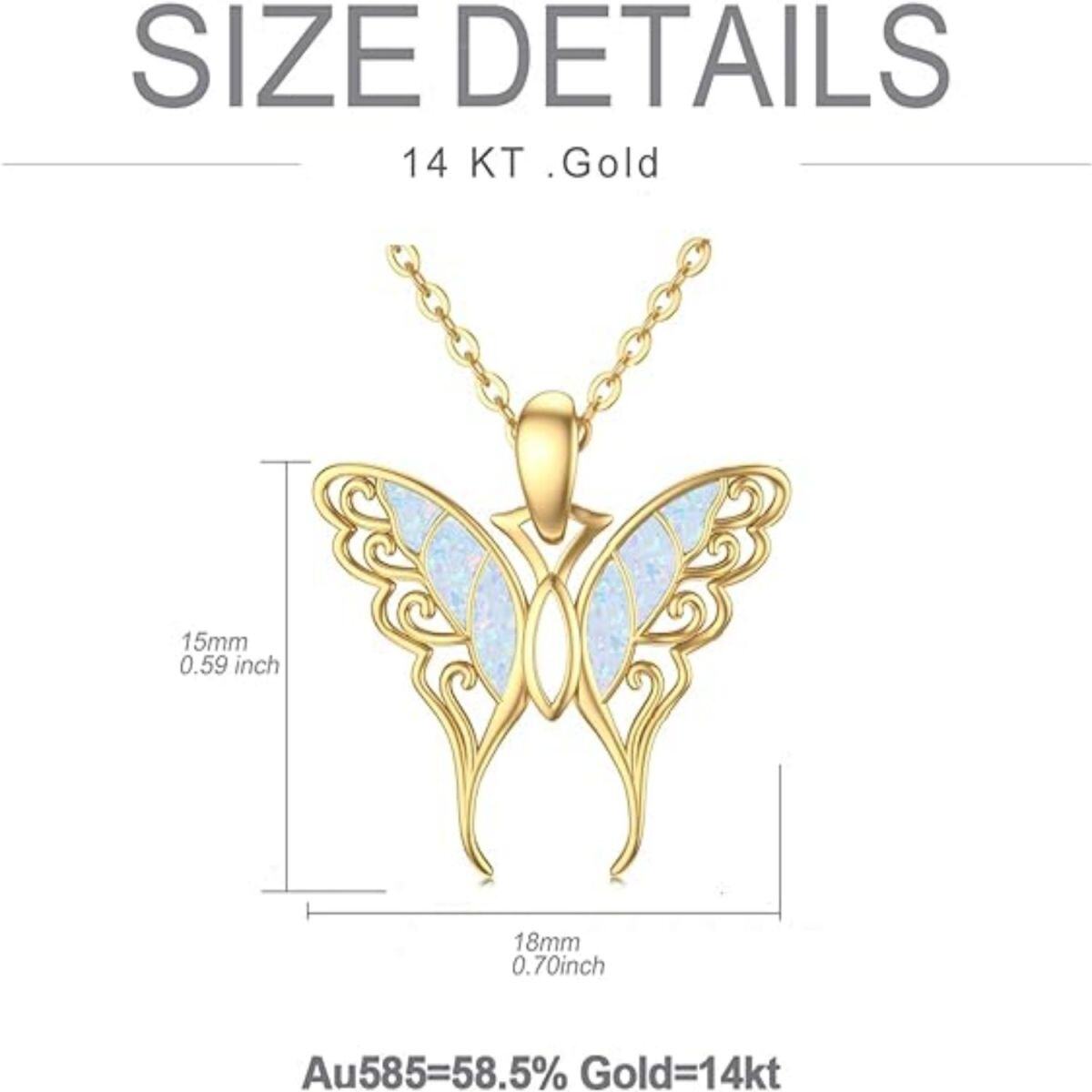 Collar Colgante Mariposa Opalo Oro 14K-4