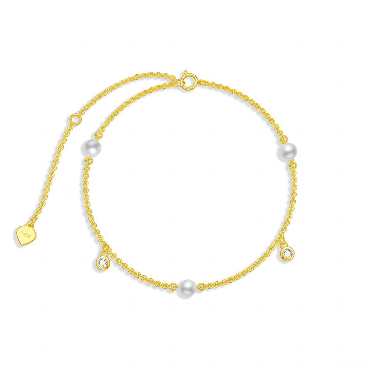 14K Gold Pearl Chain Bracelet-1