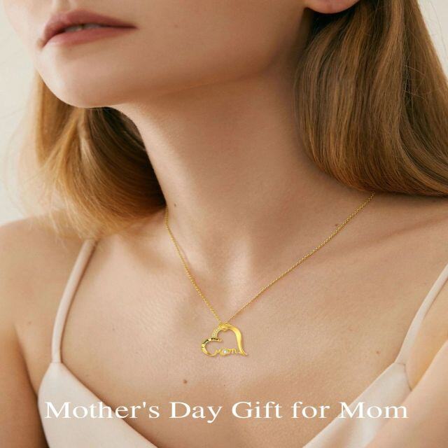 Collier en or 14K avec pendentif en forme de coeur en zircon cubique et mot gravé-1