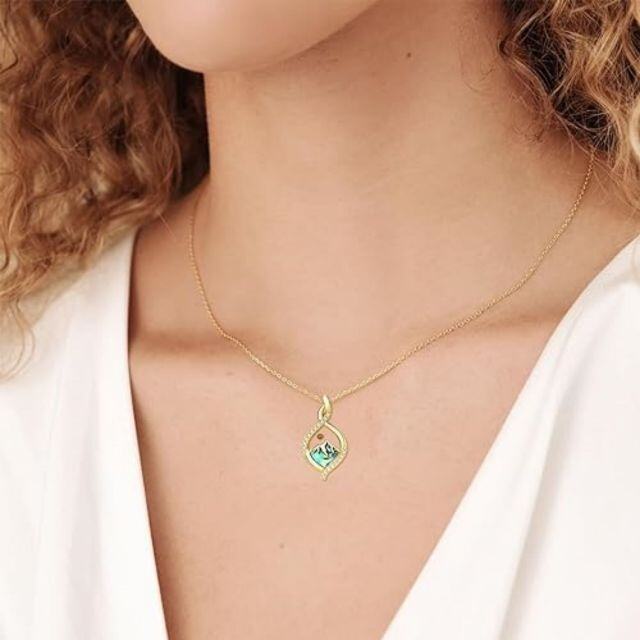Sterling Silver with Yellow Gold Plated Zircon Mountains Pendant Necklace-1