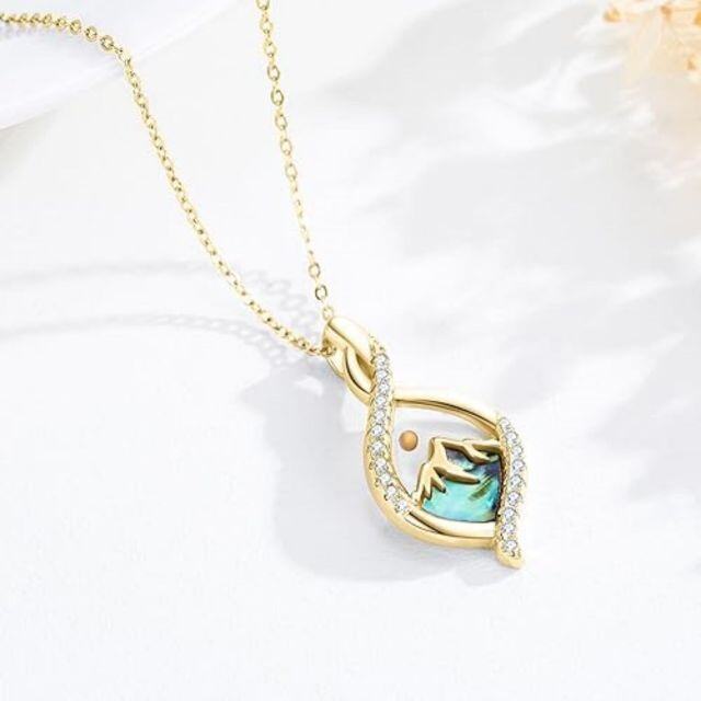 Sterling Silver with Yellow Gold Plated Zircon Mountains Pendant Necklace-2