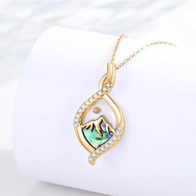 Sterling Silver with Yellow Gold Plated Zircon Mountains Pendant Necklace-3