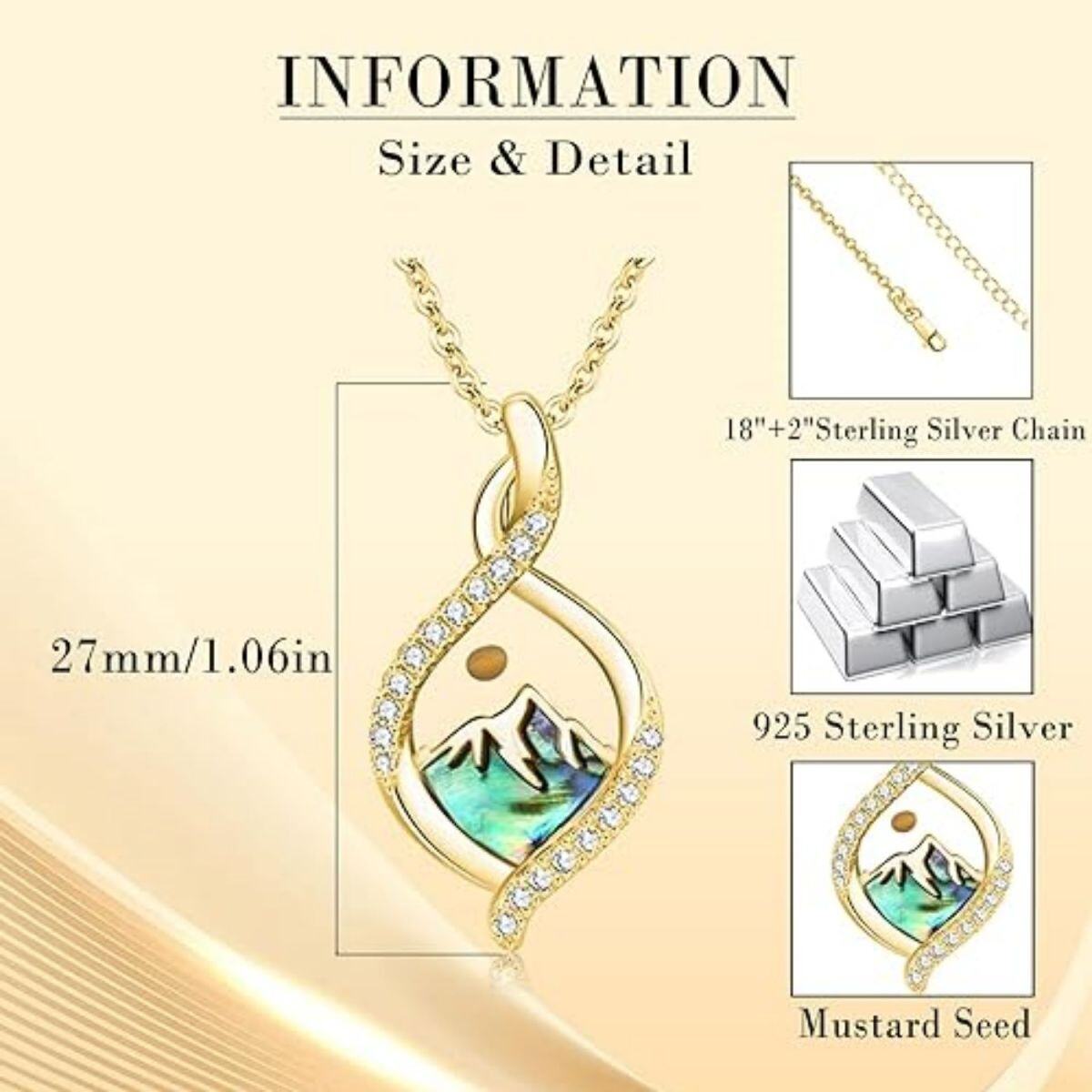 Sterling Silver with Yellow Gold Plated Zircon Mountains Pendant Necklace-5