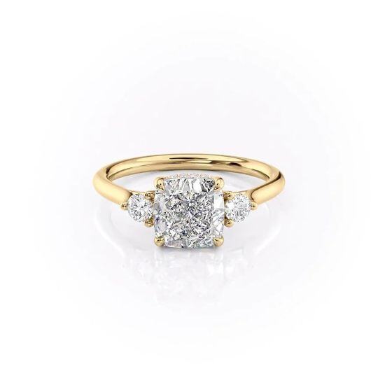 Sterling Silver with Yellow Gold Plated Circular Moissanite Engagement Ring