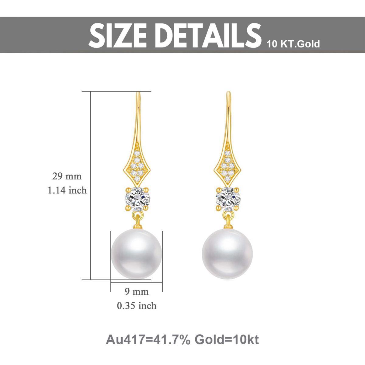 10K Gold Moissanite & Pearl Bead Drop Earrings-5