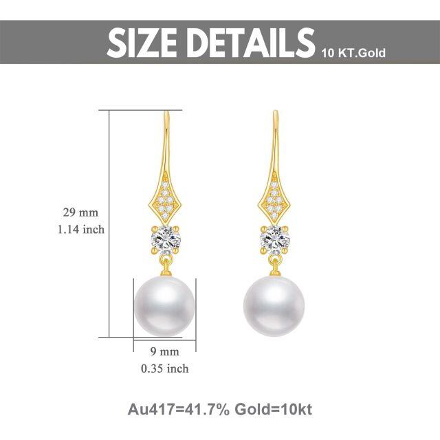 10K Gold Moissanite & Pearl Bead Drop Earrings-4