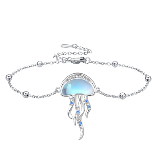 Srebrna bransoletka z kamieniem księżycowym i meduzą