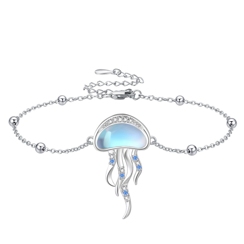 Sterling Silver Moonstone Jellyfish Pendant Bracelet